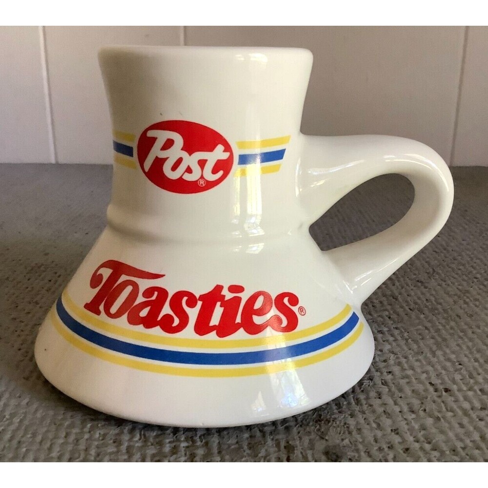 VINTAGE 1980 Promotional Post TOASTIES Cereal Wide-Bottom Ceramic No-Spill MUG
